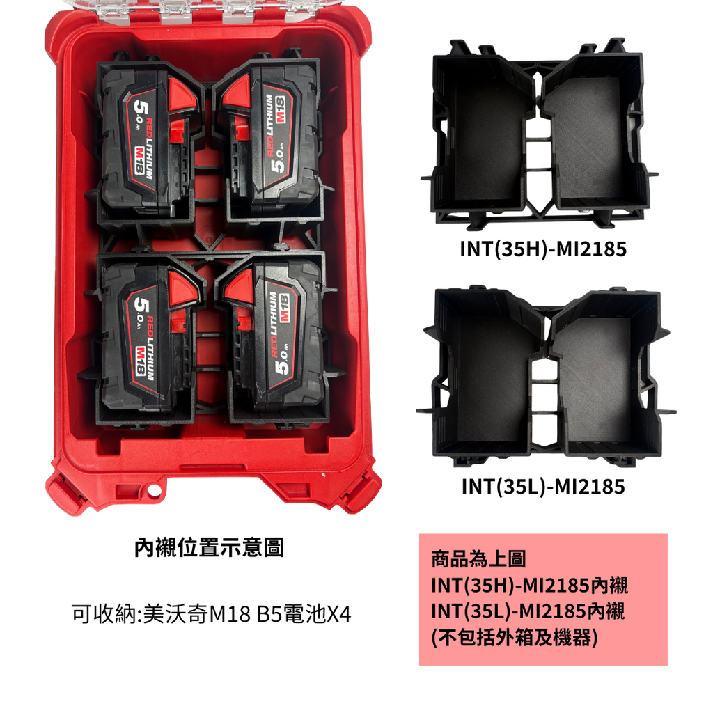 模組化內襯 美沃奇M18 5ah電池用 3D列印內襯