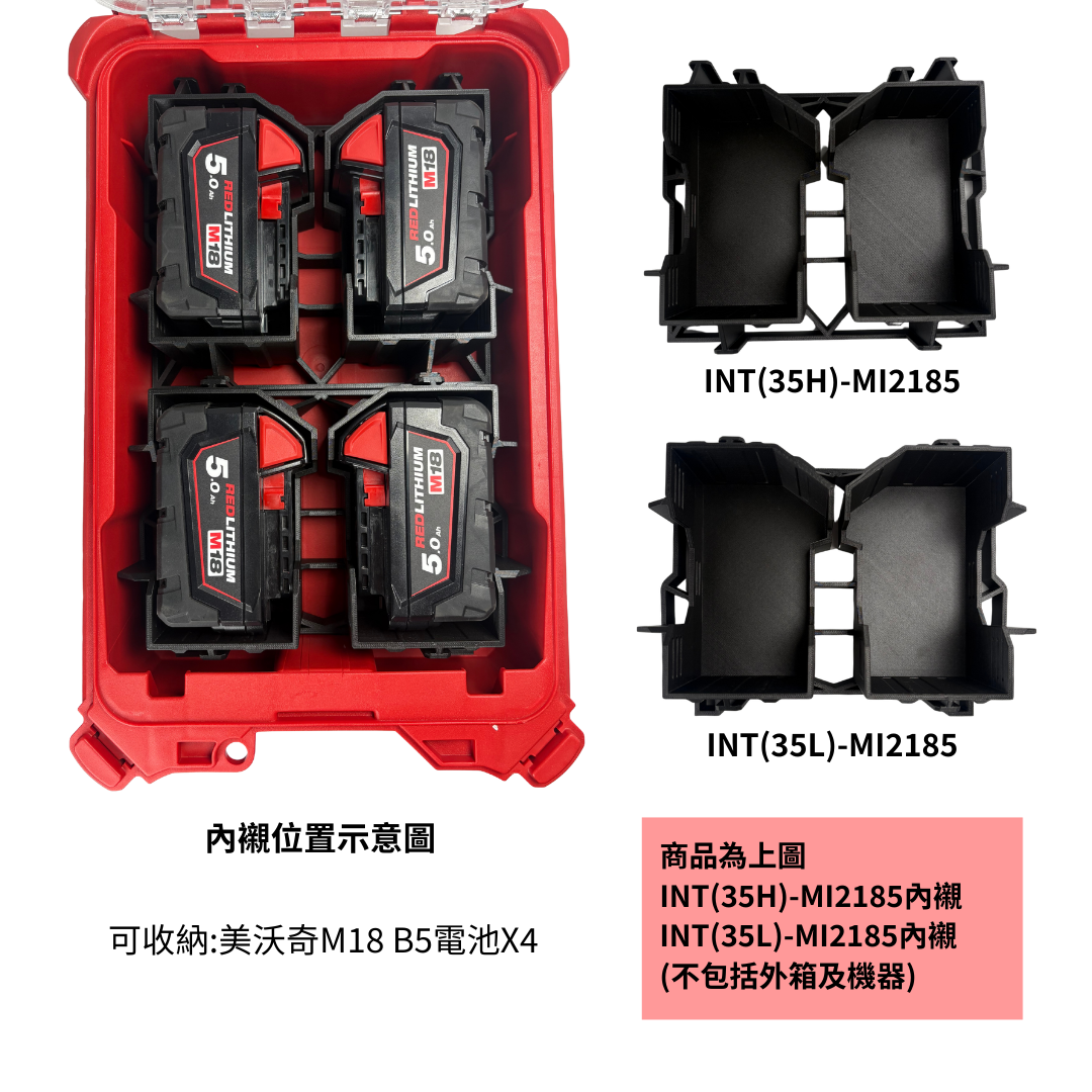 模組化內襯 美沃奇M18 5ah電池用 3D列印內襯