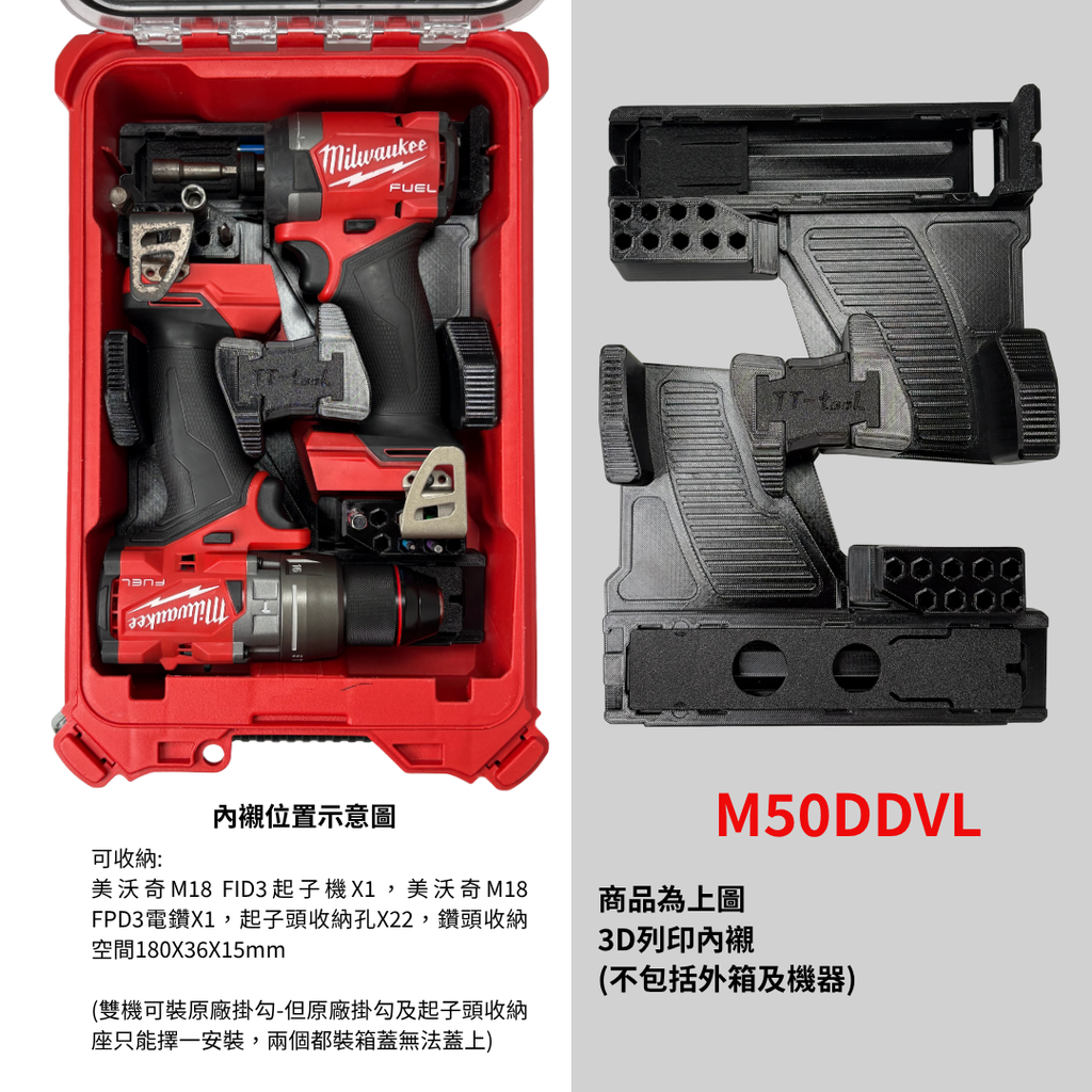 3D列印內襯 美沃奇雙機 M18 FID3起子機+M18 FPD3電鑽用